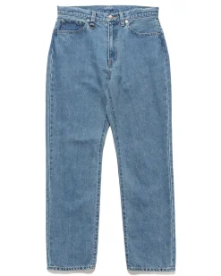 Washed Linen Denim Standard Pants Light Indigo