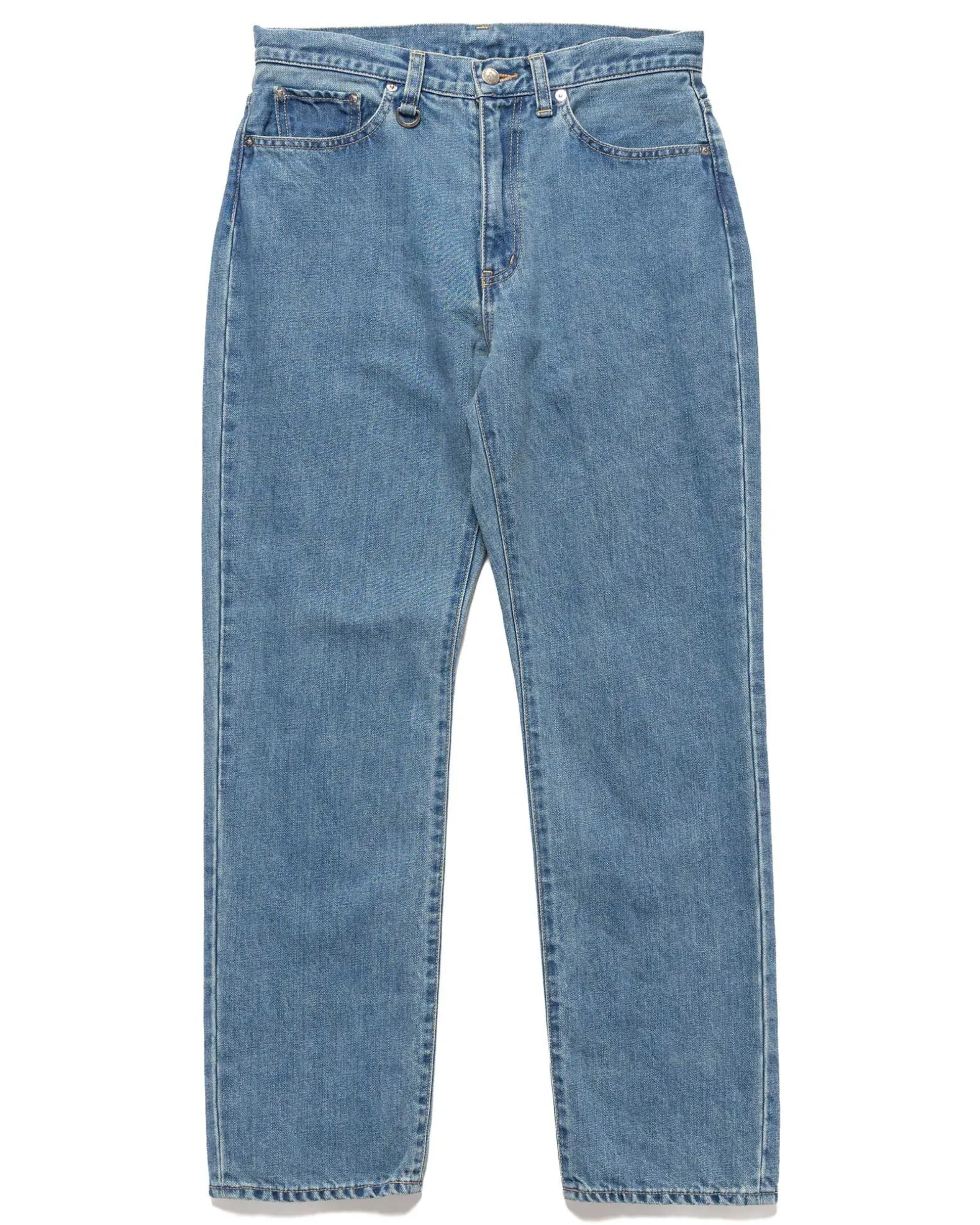 Washed Linen Denim Standard Pants Light Indigo