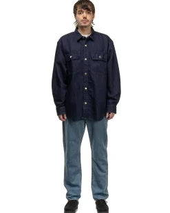 Washed Linen Denim Standard Pants Light Indigo