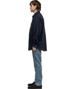 Washed Linen Denim Standard Pants Light Indigo