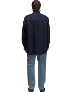Washed Linen Denim Standard Pants Light Indigo