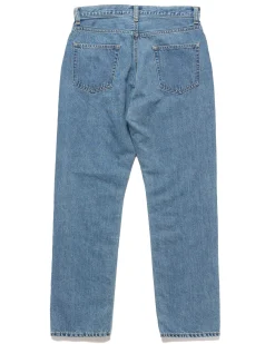 Washed Linen Denim Standard Pants Light Indigo