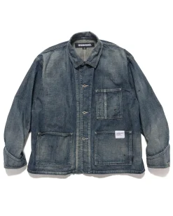 Washed Short Coverall Jacket Indigo