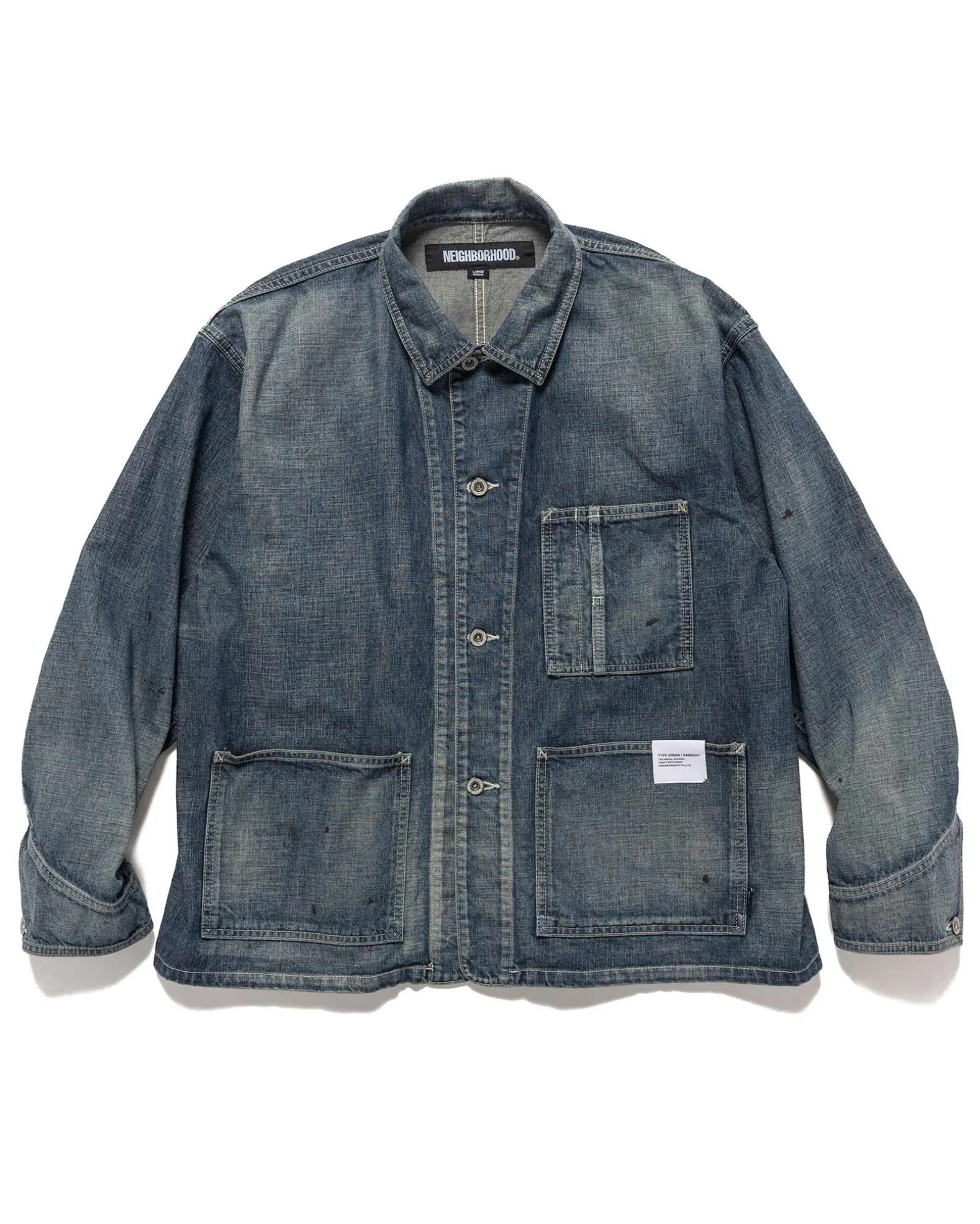 Washed Short Coverall Jacket Indigo
