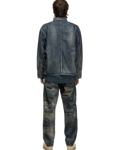 Washed Short Coverall Jacket Indigo