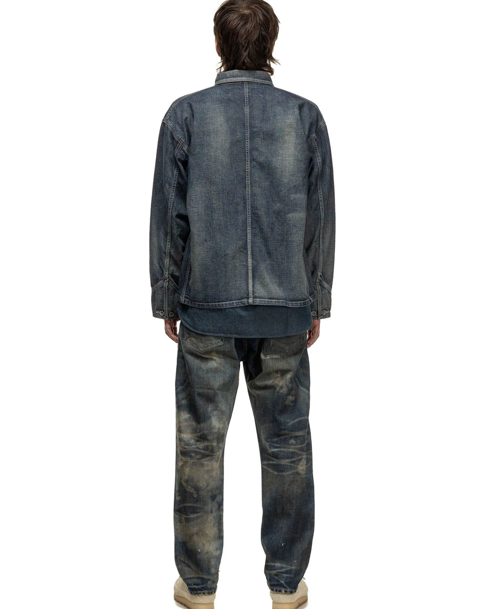 Washed Short Coverall Jacket Indigo