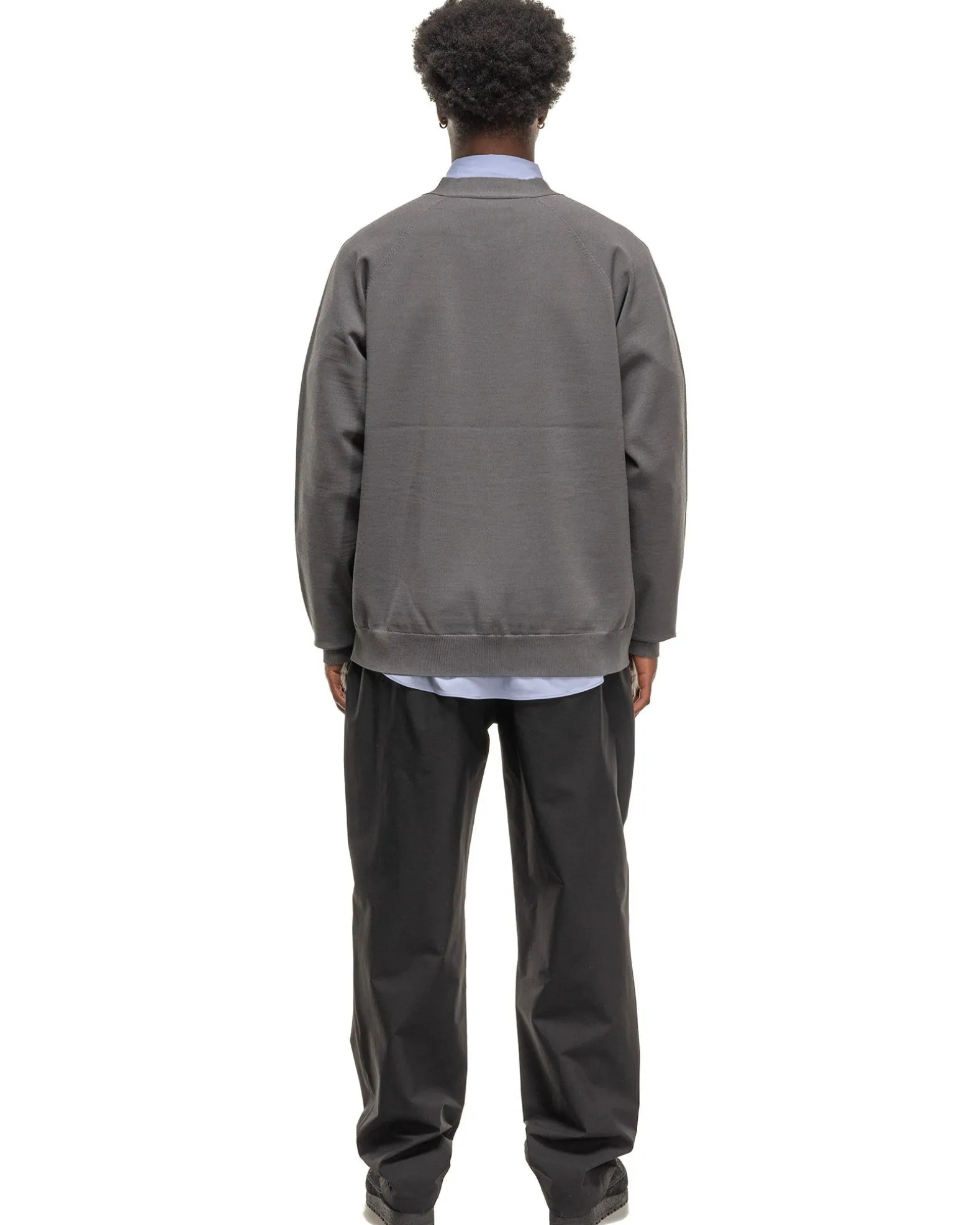 Wholegarment Wool Knit Cardigan Mix Charcoal