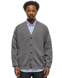 Wholegarment Wool Knit Cardigan Mix Charcoal
